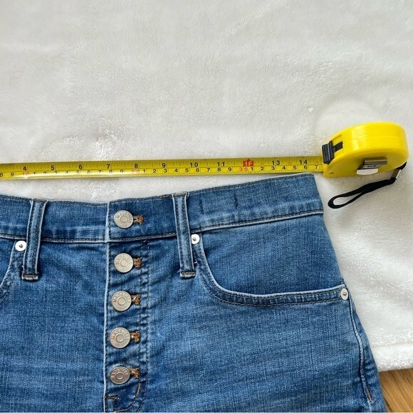 Madewell High Rise Denim Blue Jean Shorts button fly raw hem cuffed hem 26 - Picture 4 of 7